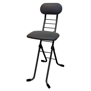 折りたたみ椅子 〔ブラック×ブラック〕 幅35cm 日本製 スチールパイプ〔代引不可〕