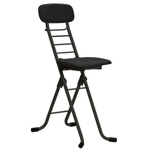 折りたたみ椅子 〔4脚セット ブラック×ブラック〕 幅35cm 日本製 高さ6段調節 スチールパイプ〔代引不可〕