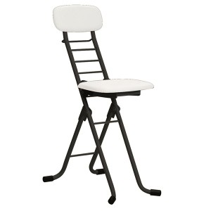 折りたたみ椅子 〔4脚セット ホワイト×ブラック〕 幅35cm 日本製 高さ6段調節 スチールパイプ〔代引不可〕