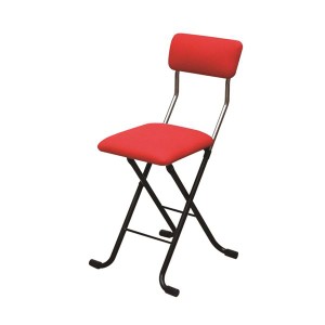 折りたたみ椅子 〔4脚セット レッド×ブラック〕 幅40cm 日本製 スチールパイプ〔代引不可〕