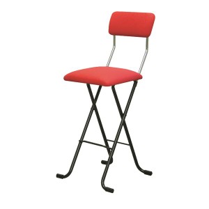 折りたたみ椅子 〔2脚セット レッド×ブラック〕 幅40cm 日本製 スチールパイプ〔代引不可〕