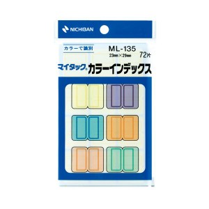 (まとめ) ニチバン マイタック カラーインデックス中 23×29mm 6色 ML-135 1パック（72片：各色12片） 〔×100セット〕〔代引不可〕