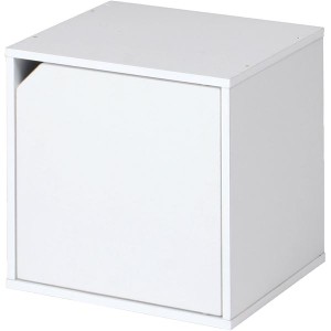 (まとめ) 収納ボックス/ディスプレイラック 〔扉付 ホワイト〕 積み重ね可 『キューブボックス CUBE BOX』 〔2個セット〕〔代引不可〕