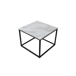 サイドテーブル ローテーブル 約幅60×奥行60×高さ50cm ホワイト マーブル調 大理石調 ソファーテーブル 組立品 リビング〔代引不可〕