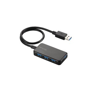 （まとめ） エレコム USBHUB3.0/バスパワー/タブレット向け/4ポート/ブラック U3H-A411BBK 〔×2セット〕〔代引不可〕