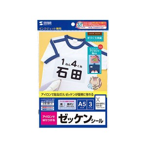 〔5個セット〕 サンワサプライ インクジェット用アイロンで貼るゼッケンシール A5サイズ JP-NU5A5NX5〔代引不可〕