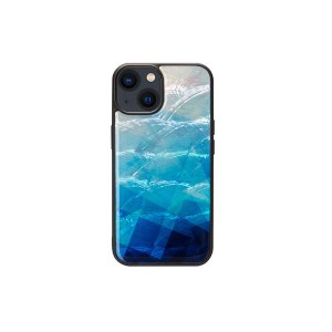 ikins 天然貝ケース for iPhone 14 Blue Lake 背面カバー型 I23580i14