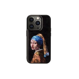 ikins 天然貝ケース for iPhone 14 Pro 真珠の耳飾りの少女 背面カバー型 I23591i14P