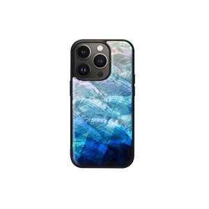 ikins 天然貝ケース for iPhone 14 Pro Blue Lake 背面カバー型 I23596i14P