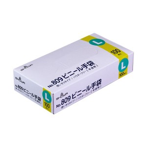 (まとめ）ショーワグローブ No.809ビニール手袋 パウダーフリー L 半透明 NO809-L 1箱（100枚）〔×10セット〕〔代引不可〕