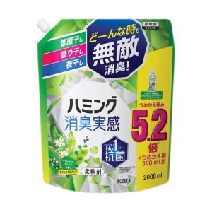 （まとめ） 花王 ハミング 消臭実感リフレッシュグリーンの香り つめかえ用 2000ml 1個 〔×5セット〕〔代引不可〕