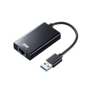 サンワサプライ USB3.2-LAN変換アダプタ（USBハブポート付・ブラック） USB-CVLAN3BKN〔代引不可〕