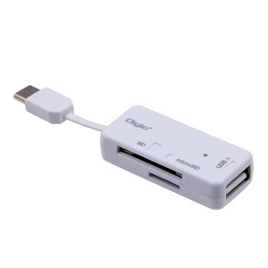 Digio2 USB2.0 Type-C SD-microSDカードリーダーライター CRW-CSD90W ホワイト〔代引不可〕