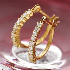 0.2ct K18YGハーフエタニティダイヤモンドピアス〔代引不可〕