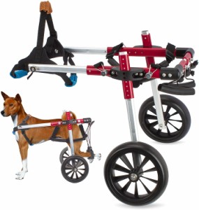 犬用車椅子 後肢リハビリサポート2輪歩行器 犬用カート補助輪 軽量 サイズ調整可能 小型・中型犬用 コーギー 柴犬など 老犬介護 