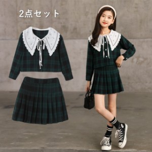 2点セット スーツ 入学式 女の子 フォーマルスーツ チェック柄 スカートセット 子供服 パンツセット キッズフォーマル セットアップ