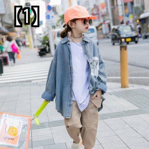 デニムシャツ 子供用シャツ 子供シャツ キッズ用シャツ キッズシャツ シャツ 長袖 キッズ 子供 女の子 デニム 春 秋 カジュアル ブルー