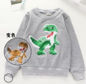 長袖Tシャツ子供服 男の子 洋服 kids boys 変色スパンコールTシャツキッズ ベビー マタニティ キッズファッション トップス Tシャツ カッ