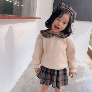 ニット セーター スカート チェック柄 キッズ ジュニア 子供 セットアップ キッズウェア 子供服 帽子付き 帽子 3点セット 上下セット ガ