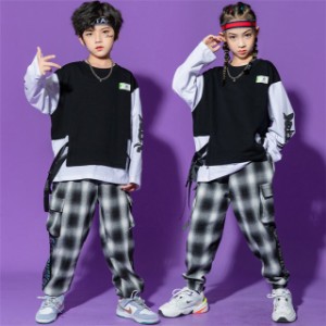 キッズダンス セットアップ ダンス発表会 キッズ ダンス衣装 ヒップホップ 110-180cmキッズ ベビー マタニティ キッズファッション スー