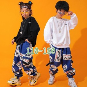 キッズダンス衣装 男女兼用 子供服 セットアップ 子供 ダンス服 ヒップホップ HIPHOP キッズ 女の子 男の子 ガールズ トップス Tシャツ