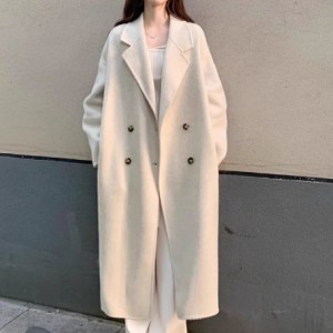 ロングコート レディース アウター 羽織 コート チェスターコート ロング丈 長袖 襟あり スーツ襟 ダブルブレスト シンプル 無地 ゆった