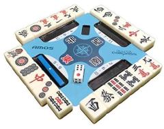 中古】背竹 骨牌 麻雀牌 唐木箱 在銘入り 装飾金具 サイコロ 点棒付き