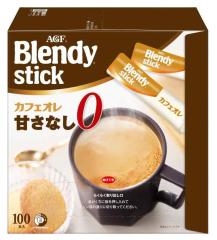 AGF ブレンディ スティック カフェオレ 甘さなし 100本 【 スティックコーヒー 】【 無糖 】