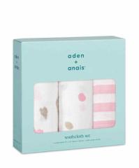 aden + anais (エイデンアンドアネイ) 【日本正規品】 ウォッシュクロスセット 3枚 (heart breaker)
