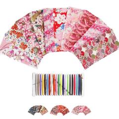 JnTech 和柄 生地 はぎれ パッチワーク 布 セット和風柄 花柄 メタル 綿 和布 カットクロス おしゃれ 手芸 DIY 手作り パッチワーク ハン