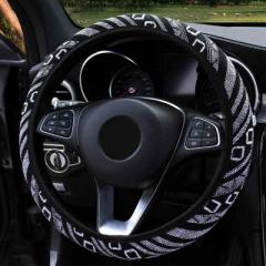 ハンドルカバー ステアリングカバー 普通車 軽自動車 小型車 エスニック? フォークロア 民族柄 麻布 滑り止め 手汗対策 カー用品 手触り