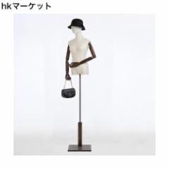 女性 マネキン トルソー ドレス 上半身 モデル ボディ スタンド ヘッド付き、木製アームと台座 モデルディスプレイマネキンボディ 高さ調