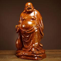 木彫り 七福神 布袋さま 置物 木像 木製フィギュア 黄花梨 花梨木 高級