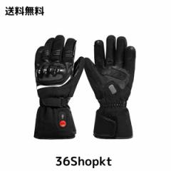 SNOW DEER バイク用 電熱グローブ ヒーター手袋 冬 防水 防寒 USB充電 充電式 7.4Vバッテリー付き