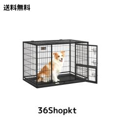 FEANDREA ペットケージ 犬ケージ 中型犬 大型犬 ダブルドア付き トレー