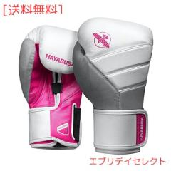 Hayabusa T3ボクシンググローブ（男女兼用） - ホワイト/ピンク, 12oz