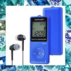 HanRongDa 携帯ラジオ 小型歩数計 名刺サイズ 充電式 AM/FM/ワイドFM