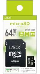 }CNSD 64GB MicroSD X}z hR [J[h [_[fBAeNm \X Lazos MicroSDXCJ[h 64GB class10 L-B64MSD