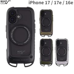 ROOT CO. MagSafe�Ή� iPhone17 17e 16e �P�[�X �����O�X�^���h�t�� GRAVITY Shock Resist Case Hold Plus. �J���r�i�����^�C�v�y magsaf