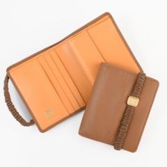 MIU MIU ミュウミュウ 財布 ウォレット レザーバンド付き 二つ折り財布 5MV204 2CSK レディース ブラウン レザー 折り財布