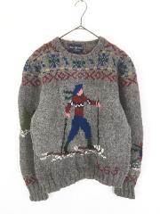 古着 80s Italy製 LL Bean ネイティブ スノーフレーク ボーダー ハーフ