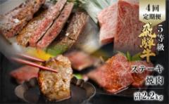 【ふるさと納税】飛騨牛 ステーキ 焼肉 セット 霜降り・赤身堪能定期便 4回定期便 肉の沖村 牛肉 肉 御中元 熨斗掛け 176000円