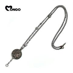 MONGO ���_ �R�C�� �l�b�N���X �`�F�[���t�� �V���o�[ �W���R�j�A �r���e�[�W �A���e�B�[�N �y���_���g �V���o�[�l�b�N���X �����Y ���f