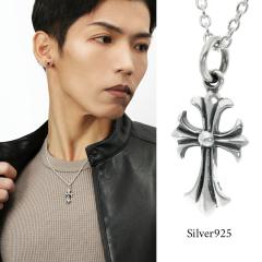 レザーアンドシルバーアクト クロス ネックレス シルバー925 銀 クロス ペンダント フレア リバーシブル ネックレス ペンダントトップ