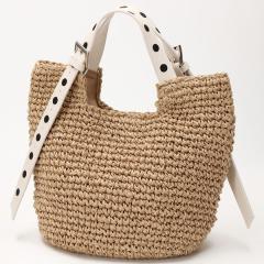 カシュカシュ（cache cache）/カシュカシュ cachecache / ドット刺繍ハンドル手編みトート