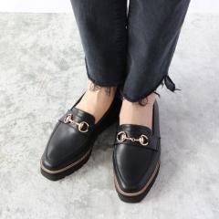 スリッポン メダリオン パンプス マニッシュシューズ 本革 レザー