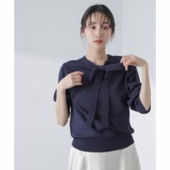 ナノユニバース（NANO universe）/前後2wayボータイ半袖サマーニット