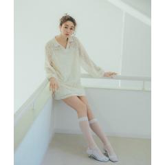 ビス（VIS）/衿付きVネックレースミニワンピース