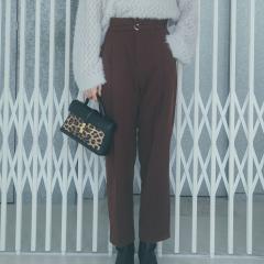 ビス(VIS)/【美warm】ストレッチベルト付きハイウエストテーパードパンツ【アンチピリング/防シワ/洗える】 ビス(VIS)/【美warm】ストレッチベルト付きハイウエストテーパードパンツ【アンチピリング/防シワ/洗える】