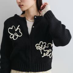 ビス（VIS）/【WEB限定】刺繍フラワーカーディガン